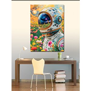 Kanvas Tablo Astronot Ve Çiçekler