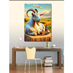 Kanvas Tablo Keçi Ve Bira 70x100 cm