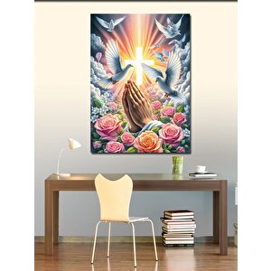 Kanvas Tablo Günebakan Çiçekleri Ve Mavi Kapı 100x140 cm