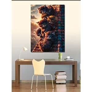 Kanvas Tablo Çatıdaki Yavru Kediler 70x100 cm