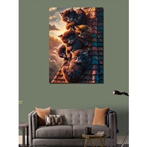 Kanvas Tablo Çatıdaki Yavru Kediler 70x100 cm