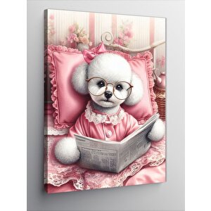 Kanvas Tablo Gazete Okuyan Köpek 70x100 cm