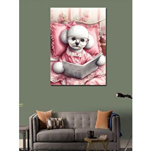 Kanvas Tablo Gazete Okuyan Köpek 70x100 cm