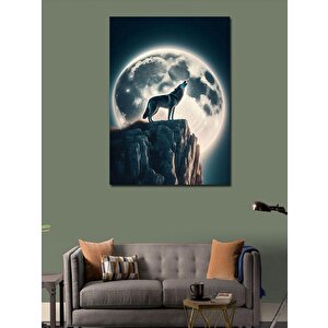 Kanvas Tablo Dolunayda Uluyan Kurt 70x100 cm