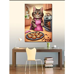 Kanvas Tablo Kurabiye Yapan Kedi 70x100 cm