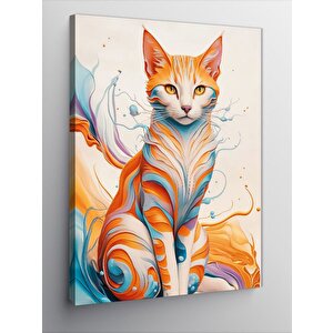 Kanvas Tablo Desenli Kedi