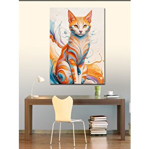 Kanvas Tablo Desenli Kedi
