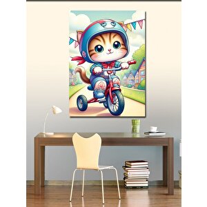 Kanvas Tablo Bisiklet Kullanan Kedi