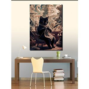 Kanvas Tablo Örgü Ören Siyah Kedi 100x140 cm