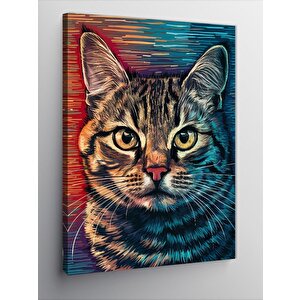 Kanvas Tablo Sevimli Tekir Kedi 100x140 cm