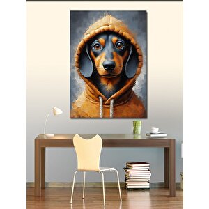 Kanvas Tablo Sarı Kapşonlu Köpek 100x140 cm