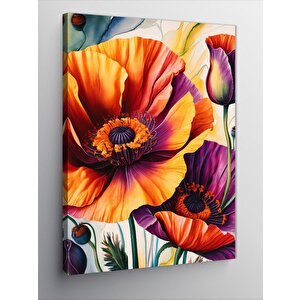 Kanvas Tablo Renkli Gelincik Çiçekleri 100x140 cm