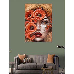 Kanvas Tablo Gelincik Çiçekleri Ve Kadın 100x140 cm