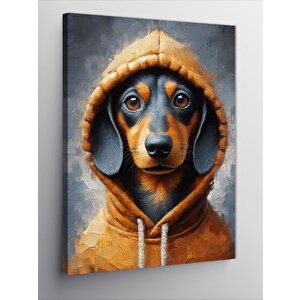 Kanvas Tablo Sarı Kapşonlu Köpek
