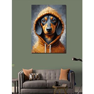 Kanvas Tablo Sarı Kapşonlu Köpek