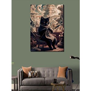Kanvas Tablo Örgü Ören Siyah Kedi