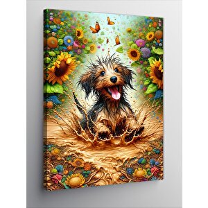 Kanvas Tablo Çamurda Oynayan Köpek 100x140 cm