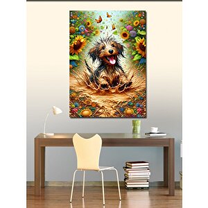 Kanvas Tablo Çamurda Oynayan Köpek 100x140 cm