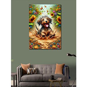 Kanvas Tablo Çamurda Oynayan Köpek 100x140 cm