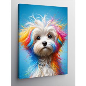 Kanvas Tablo Renkli Tüylü Köpek 70x100 cm