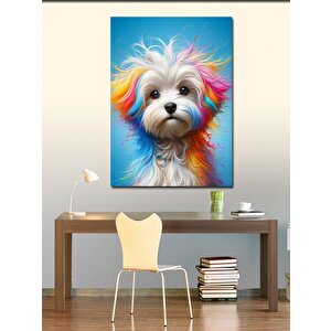 Kanvas Tablo Renkli Tüylü Köpek 70x100 cm