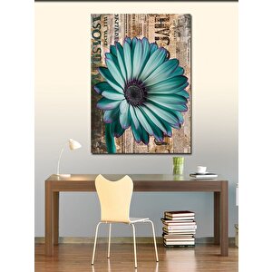 Kanvas Tablo Turkuaz Çiçek 100x140 cm