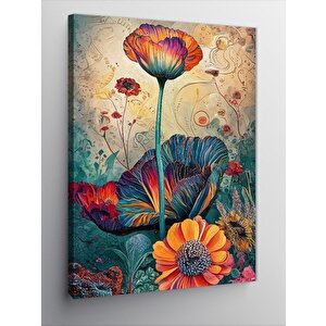 Kanvas Tablo Soyut Renkli Çiçekler 100x140 cm