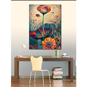 Kanvas Tablo Soyut Renkli Çiçekler 100x140 cm