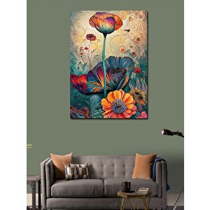 Kanvas Tablo Soyut Renkli Çiçekler 100x140 cm