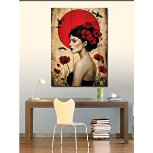 Kanvas Tablo Gelincik Çiçekleri Ve Kadın 70x100 cm