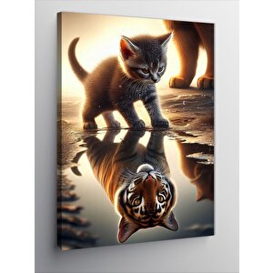 Kanvas Tablo Yavru Kedi Ve Kaplan