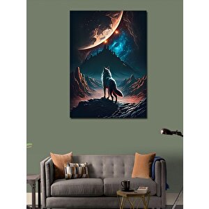 Kanvas Tablo Dolunay Ve Kurt 70x100 cm
