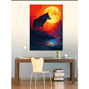 Kanvas Tablo Asil Kurt Ve Kırmızı Gökyüzü 100x140 cm