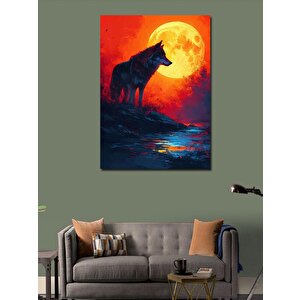 Kanvas Tablo Asil Kurt Ve Kırmızı Gökyüzü 100x140 cm