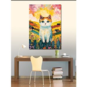 Kanvas Tablo Tarladaki Kedi 100x140 cm