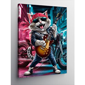 Kanvas Tablo Gitar Çalan Kedi