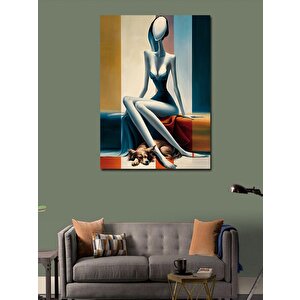 Kanvas Tablo Soyut İnsan Ve Kedi 70x100 cm