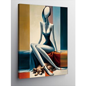 Kanvas Tablo Soyut İnsan Ve Kedi 100x140 cm