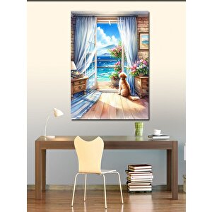 Kanvas Tablo Sahil Evindeki Köpek 100x140 cm