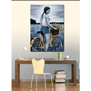 Kanvas Tablo Kırmızı Çiçekli Kızıl Kadın 100x140 cm