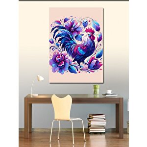 Kanvas Tablo Horoz Ve Çiçekler 100x140 cm