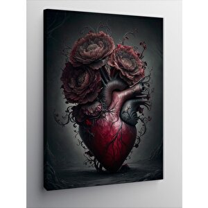 Kanvas Tablo Çiçekler Ve Kalp 70x100 cm