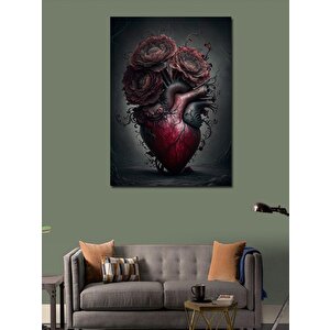 Kanvas Tablo Çiçekler Ve Kalp 70x100 cm