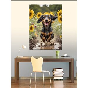 Kanvas Tablo Koşan Mutlu Köpek 100x140 cm