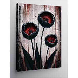 Kanvas Tablo Siyah Çiçekler 70x100 cm