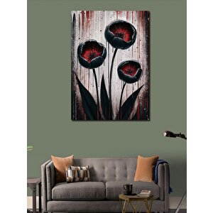 Kanvas Tablo Siyah Çiçekler 100x140 cm