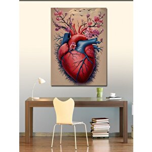 Kanvas Tablo Kalp Ve Çiçekler 70x100 cm
