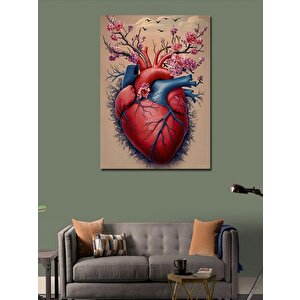 Kanvas Tablo Kalp Ve Çiçekler 70x100 cm