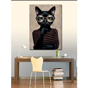 Kanvas Tablo Siyah Gözlüklü Kedi 70x100 cm