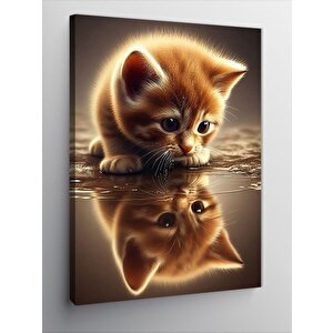 Kanvas Tablo Sarı Kedi Ve Yansıması